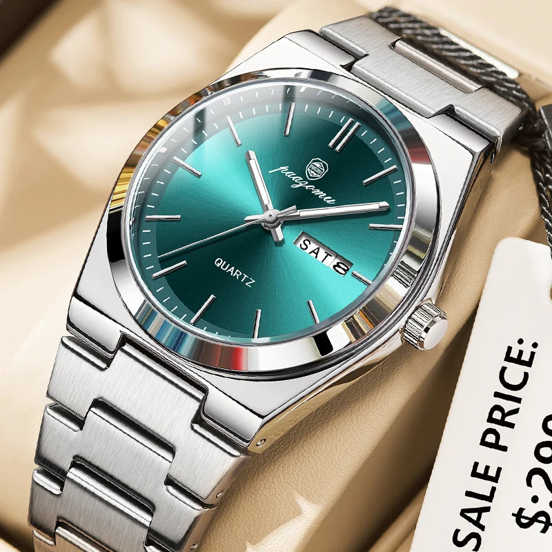 Men Quartz Watch Stainless Steel Luminous Chronograph Watch