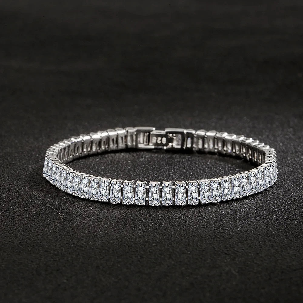 Sterling Silver Crystal Bracelet 18CM Luxury Jewelry for Women
