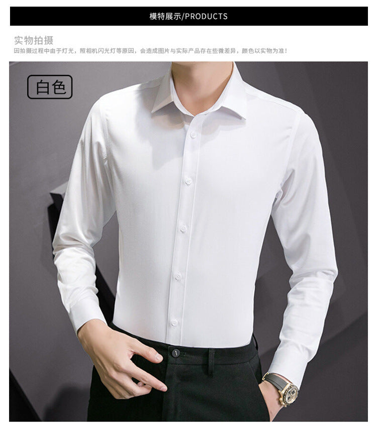 Men Long Sleeve Shirt Plus Size Business Casual White Shirt