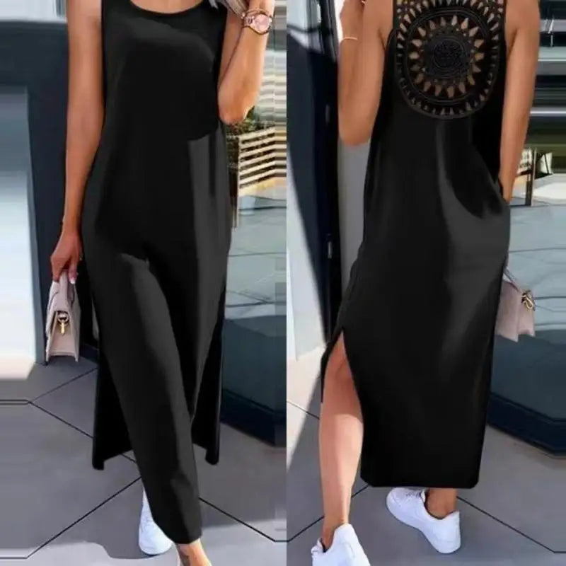 Sleeveless Summer Dress Hollow Slit Casual Dress for Women