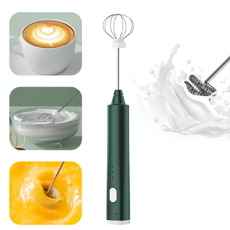 Electric Milk Frother USB Rechargeable 3 Speeds Foam Maker