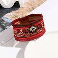 Leather Bracelet for Women Multilayer Handwoven Magnetic Bangle