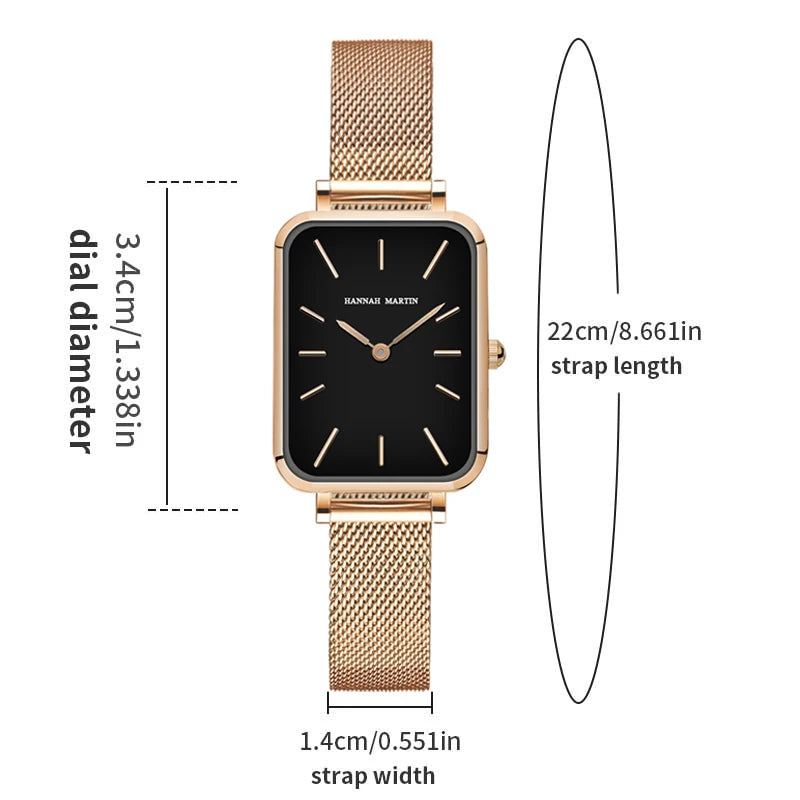 Ladies Quartz Watch Rectangle Stainless Steel Mesh Watch