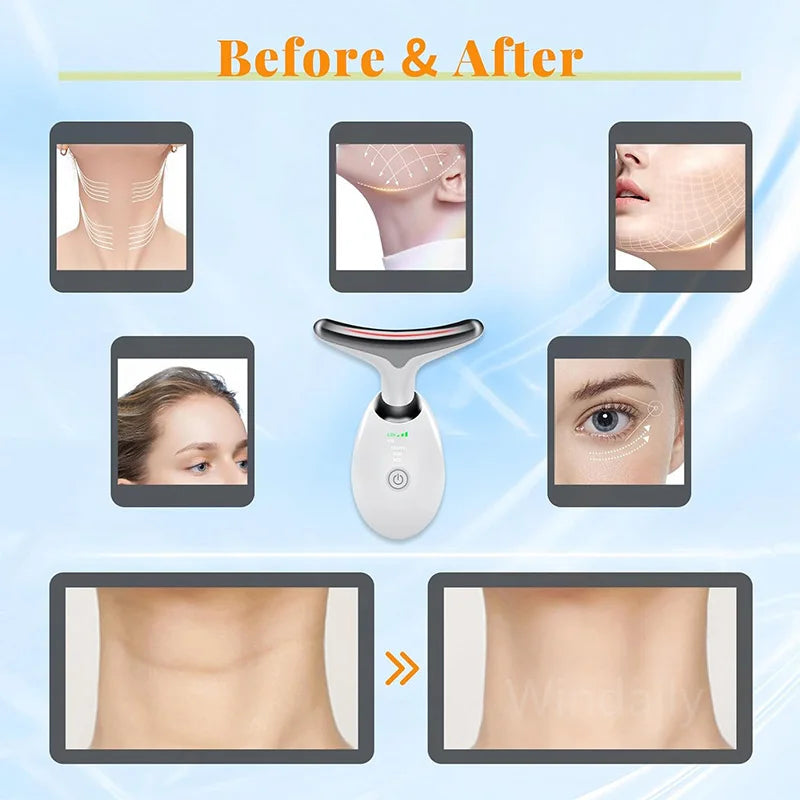 Microcurrent Face Neck Lifting Massager LED Photon Therapy Skin Tighten Massage Reduce Double Chin Anti Wrinkle Beauty Device