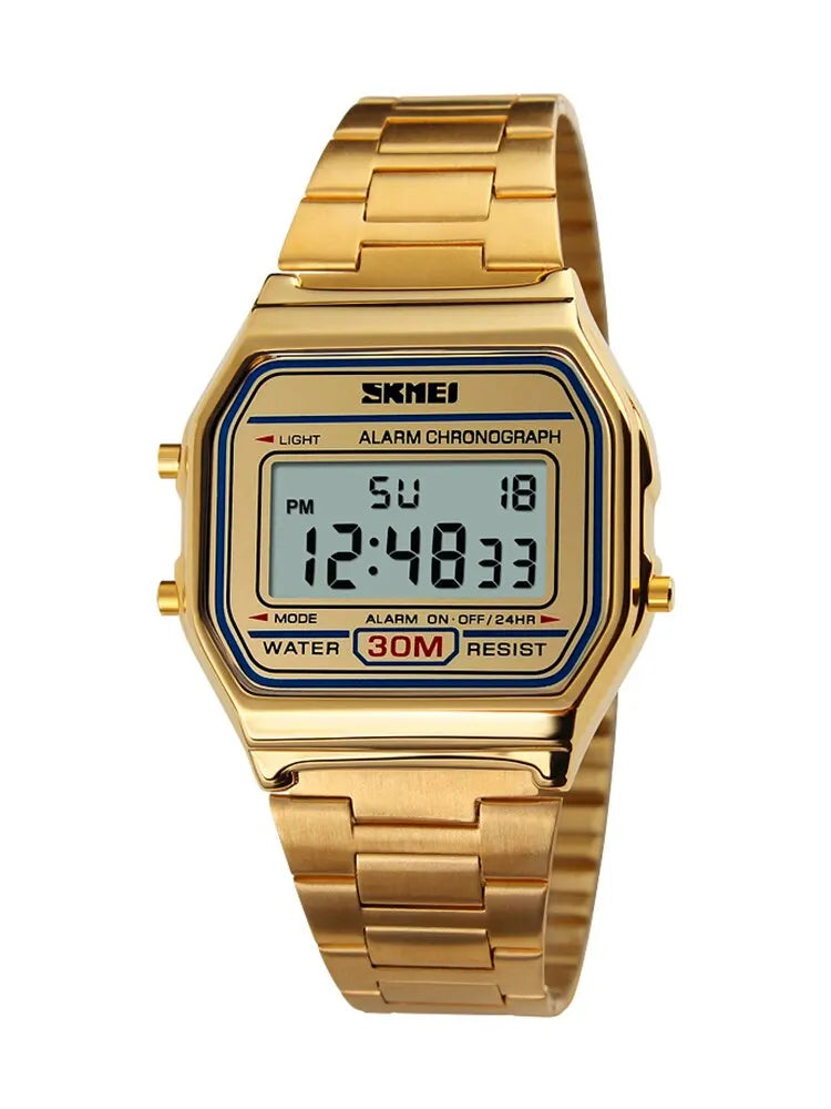 Sport Digital Wristwatch for Men Stainless Steel Waterproof Watch