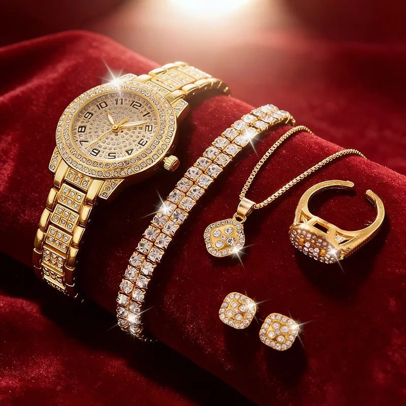Women Gold Watch Luxury Quartz Diamond Bracelet Watch
