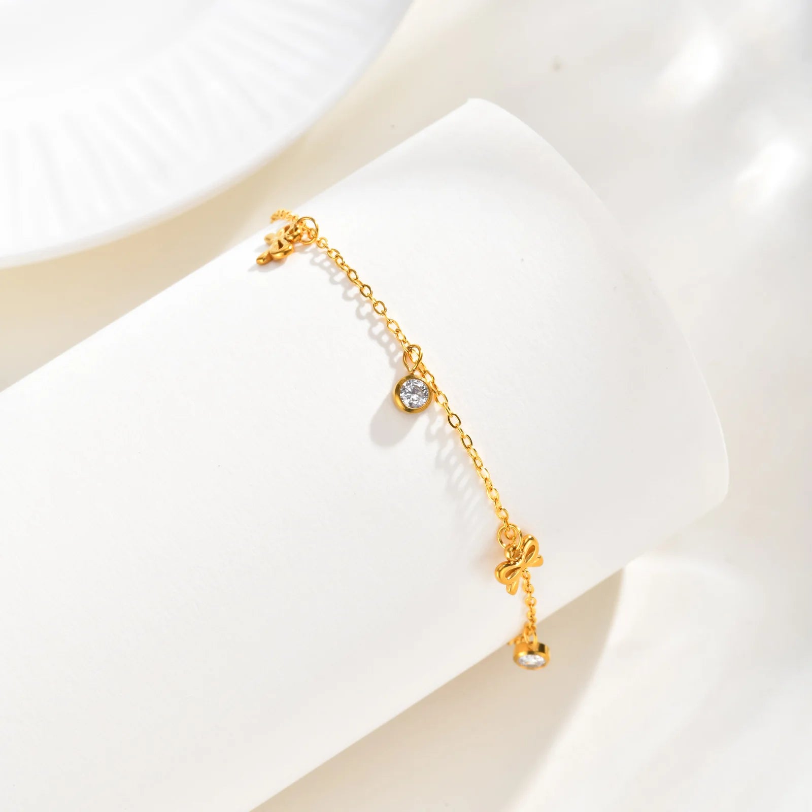 Bow Bracelet 18K Gold Plated Stainless Steel Ribbon Jewelry