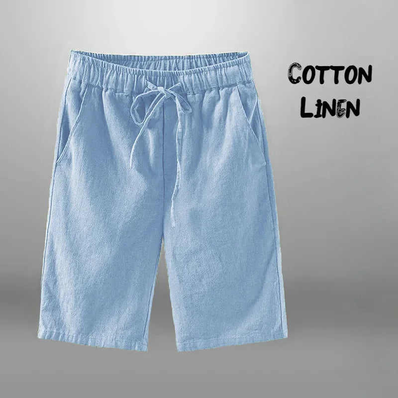 Men Casual Shorts Cotton Linen Beach and Gym Shorts