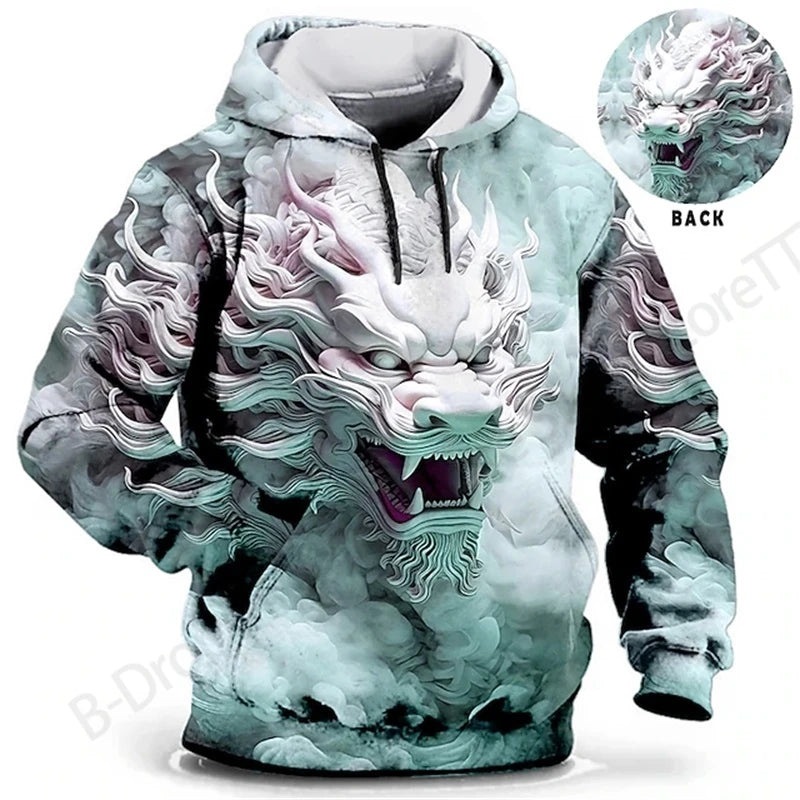 Dragon Print Hoodie 3D Graphic Sweatshirt for Men and Women