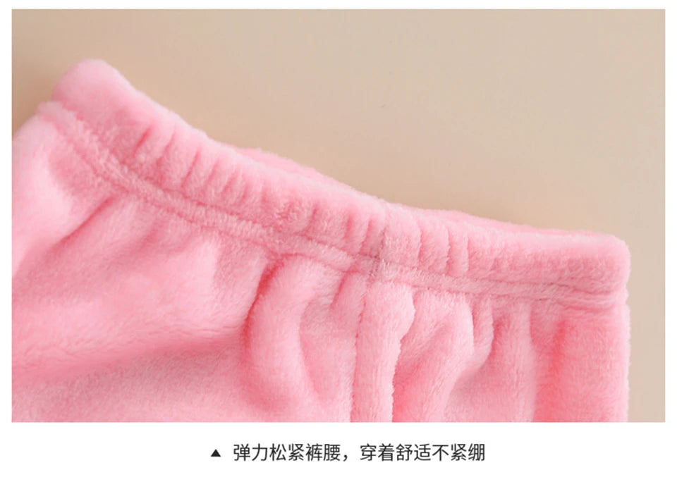 Kids Flannel Pajamas 2Pcs Warm Coral Fleece Sleepwear