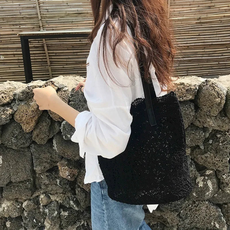 Womens Shoulder Bag Leather Canvas Top-Handle Crossbody Bag