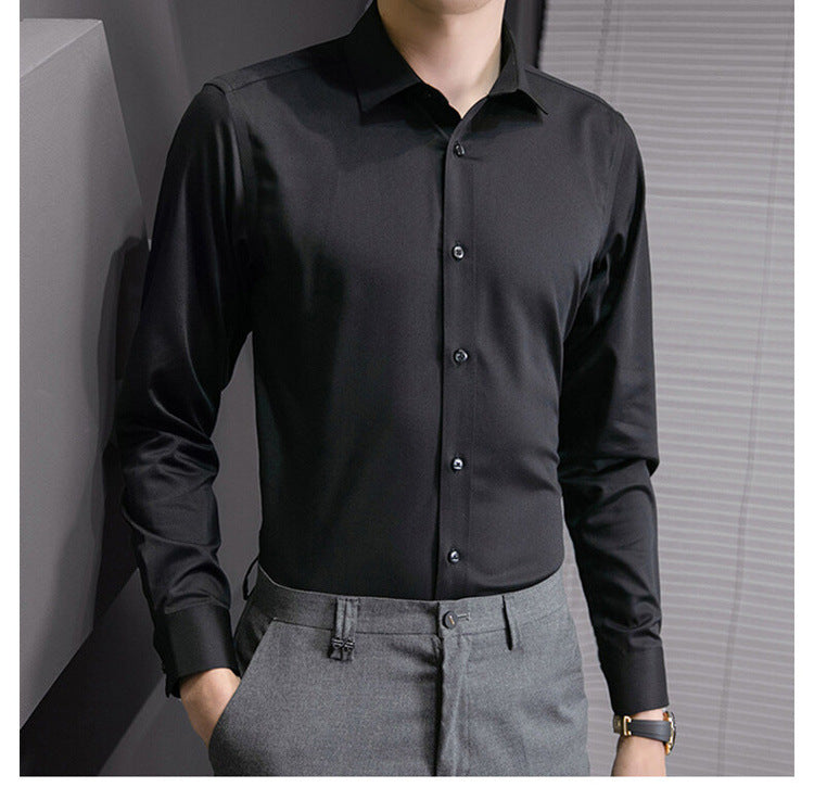 Men Long Sleeve Shirt Plus Size Business Casual White Shirt