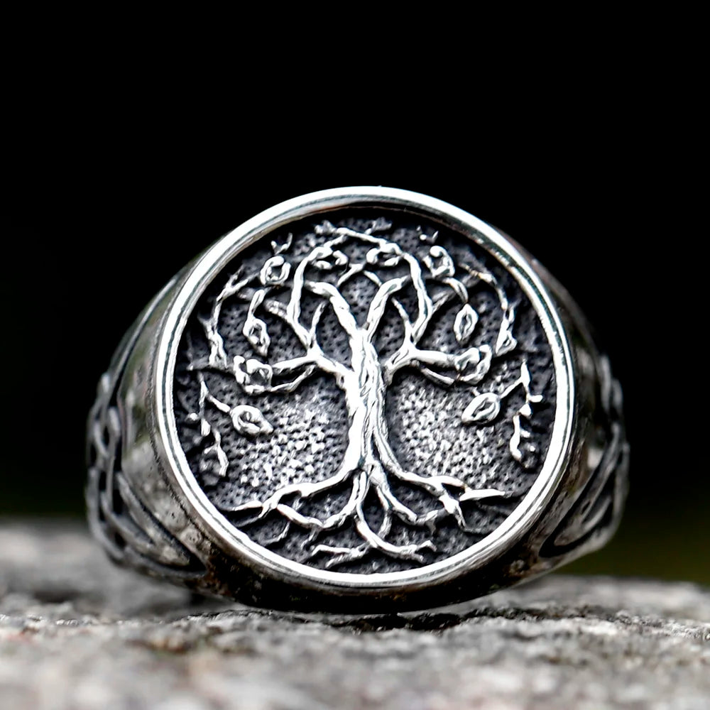 Viking Rune Ring Nordic Life Tree Stainless Steel Ring