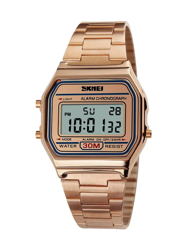Sport Digital Wristwatch for Men Stainless Steel Waterproof Watch