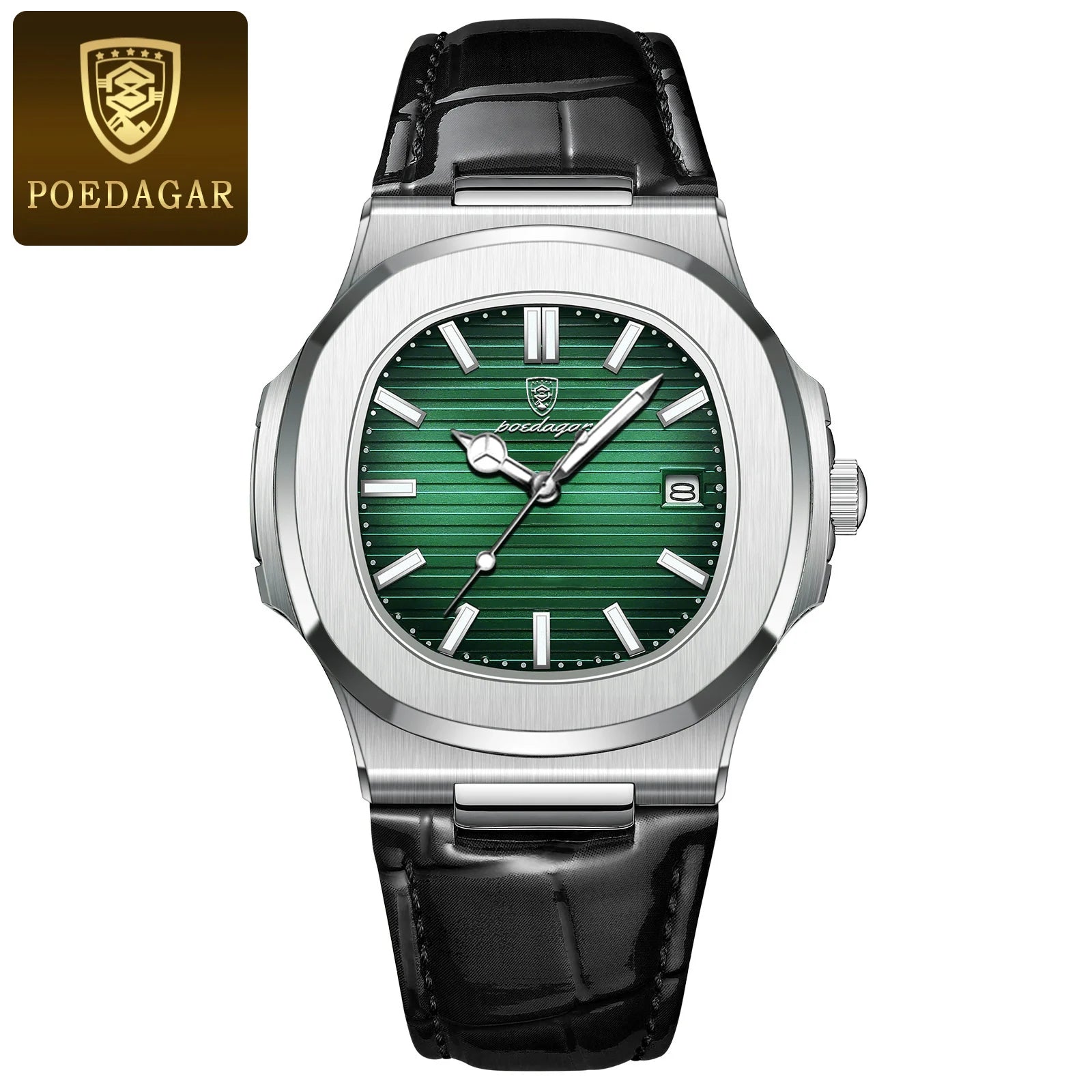 Men Leather Watch Square Waterproof Luminous Quartz Watch