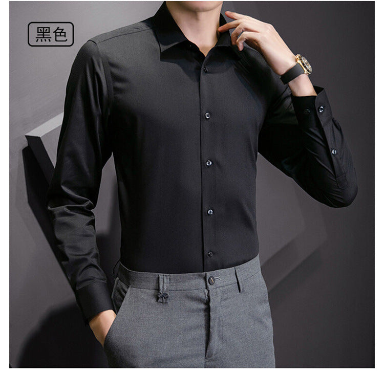 Men Long Sleeve Shirt Plus Size Business Casual White Shirt
