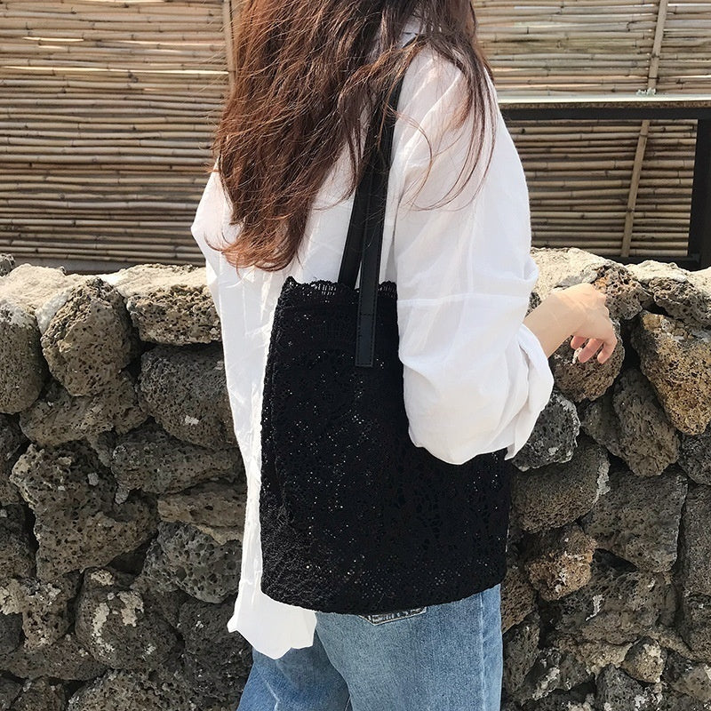 Womens Shoulder Bag Leather Canvas Top-Handle Crossbody Bag