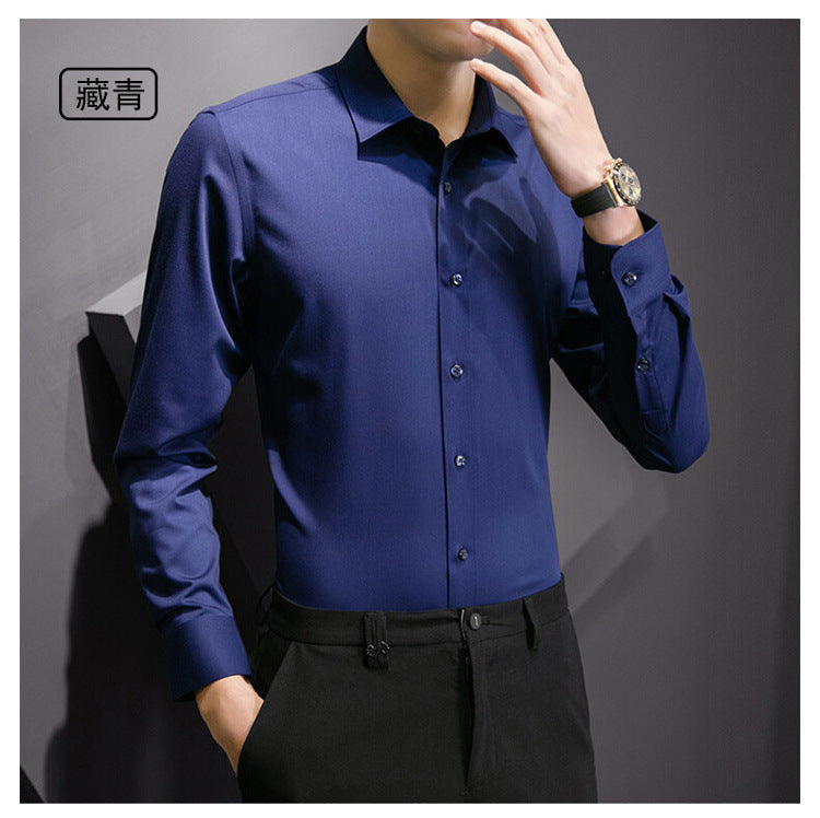 Men Long Sleeve Shirt Plus Size Business Casual White Shirt