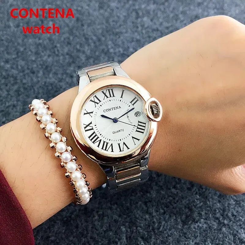 Luxury Quartz Watch Stainless Steel Blue Balloon Date Watch