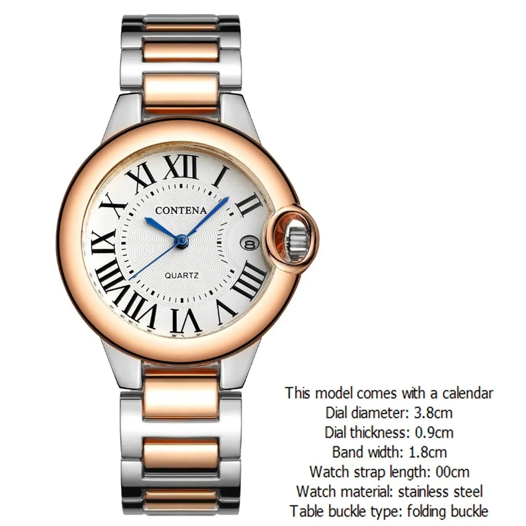 Luxury Quartz Watch Stainless Steel Blue Balloon Date Watch