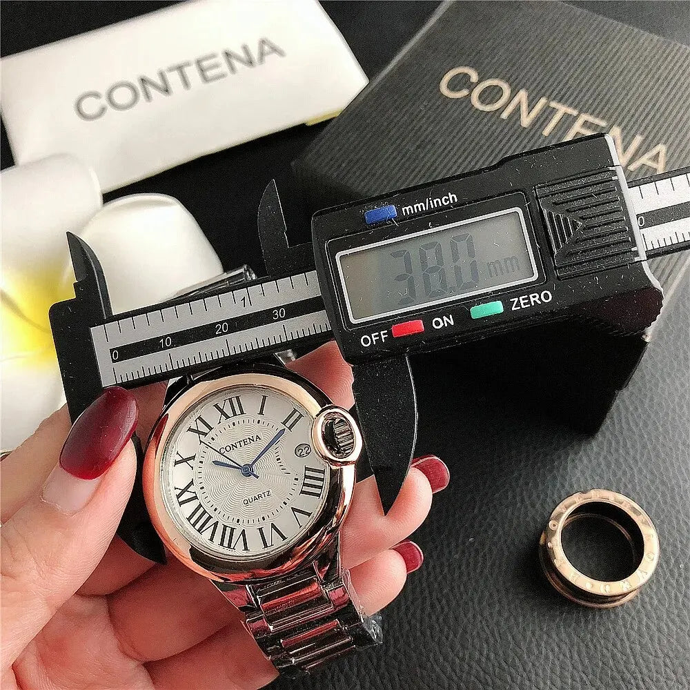 Luxury Quartz Watch Stainless Steel Blue Balloon Date Watch