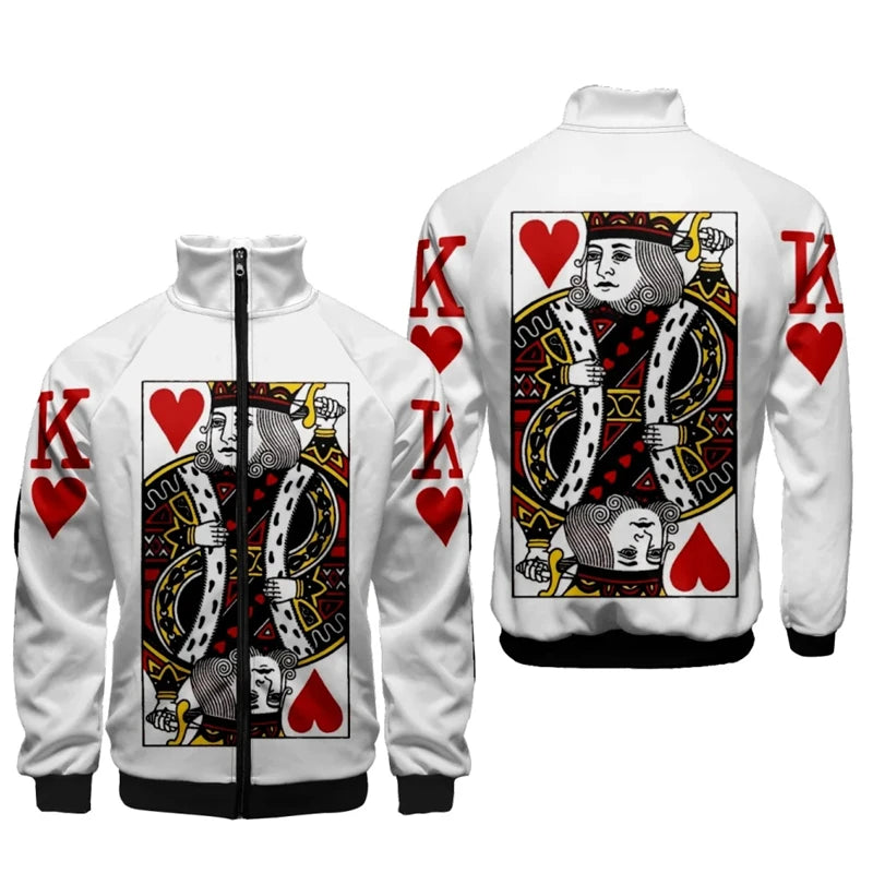 Playing Cards Hoodie 3D Poker Print Zipper Jacket