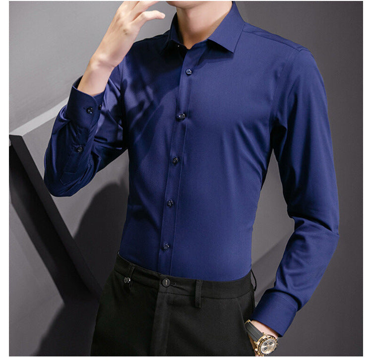 Men Long Sleeve Shirt Plus Size Business Casual White Shirt
