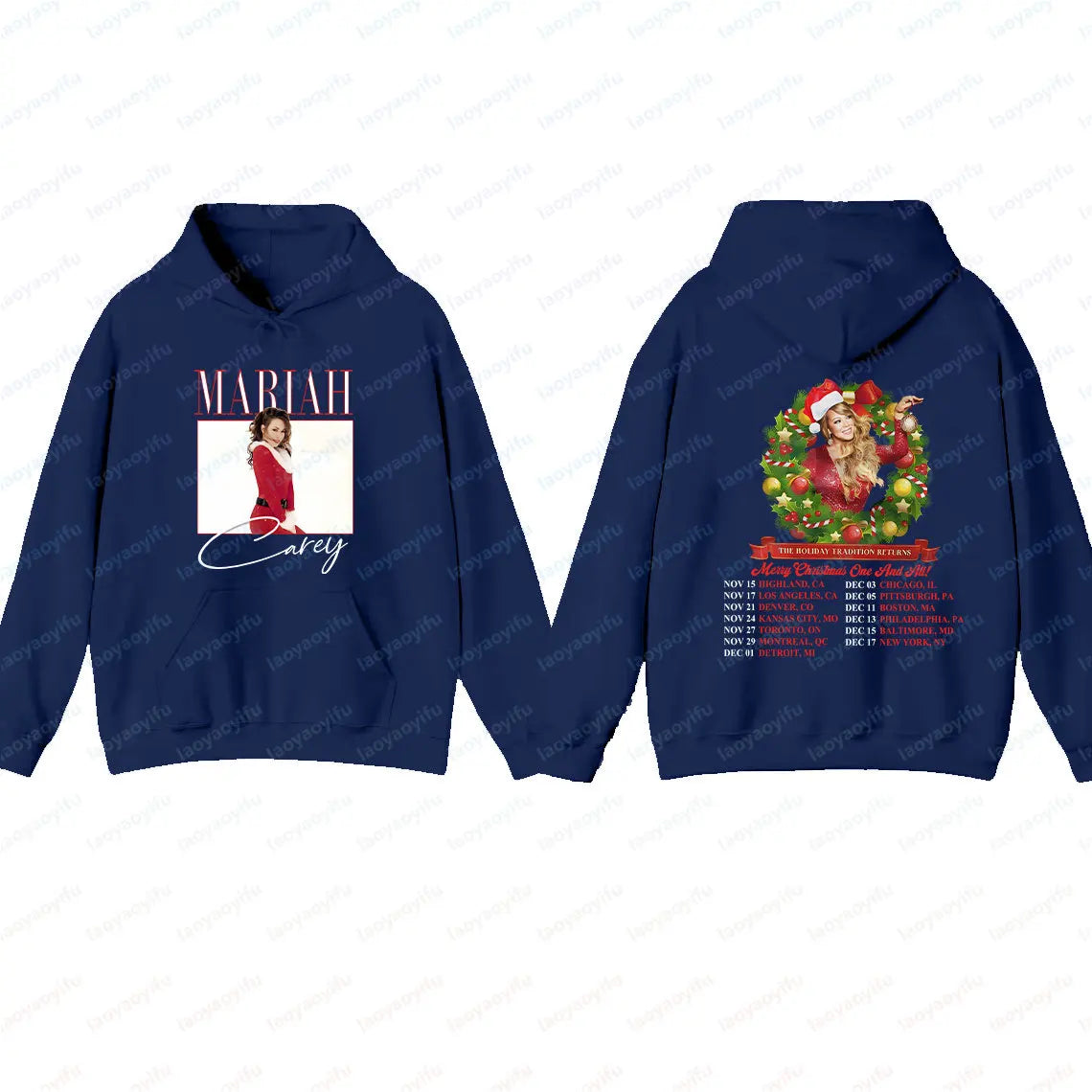 Mariah Carey Hoodie Merry Christmas Graphic Oversized Top