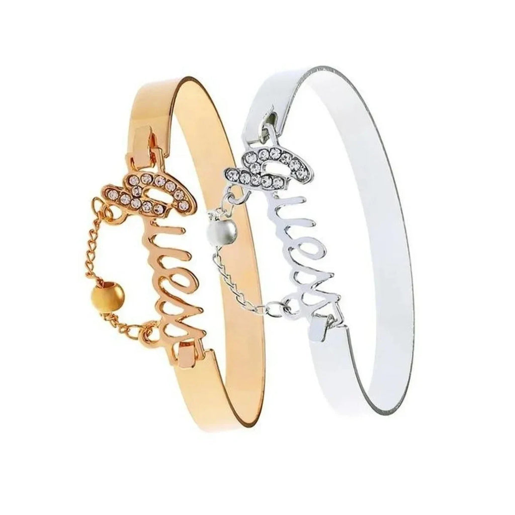 Womens Metal Bracelet Letter Design Chain Tassel Jewelry