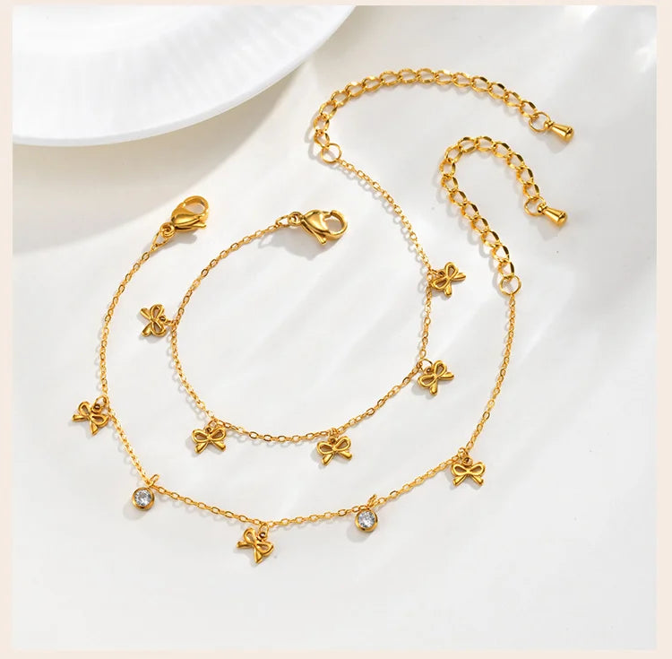 Bow Bracelet 18K Gold Plated Stainless Steel Ribbon Jewelry