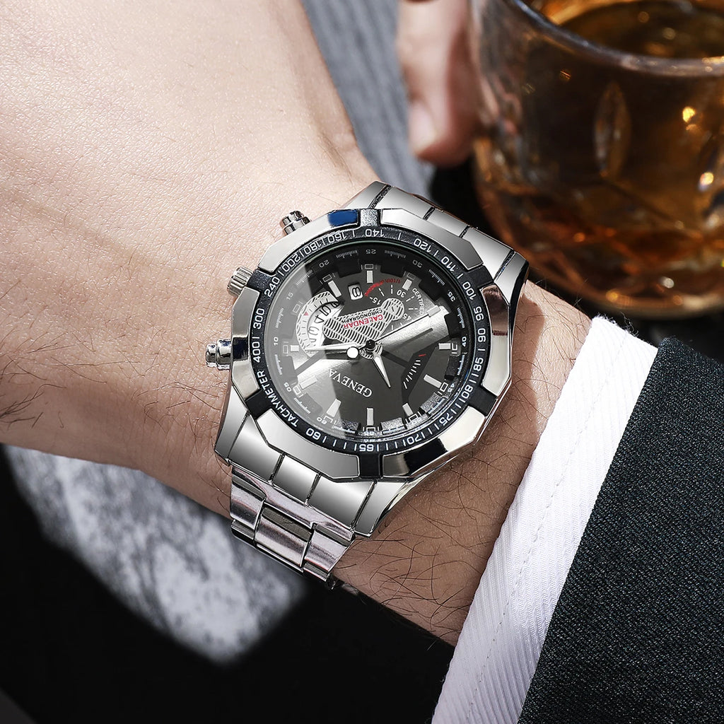 Men Business Watch Large Dial Calendar Quartz Watch