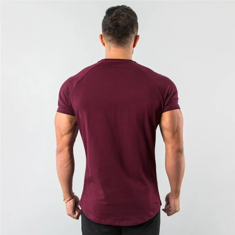 Men Fitness T-Shirt Short Sleeve Cotton Gym Tee
