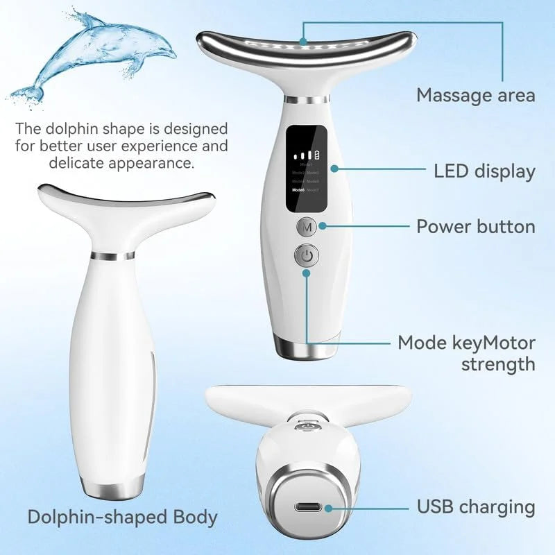Facial Neck Massager 7 Color Vibrating EMS Micro-current Neck Face Beauty Device for Enhanced Face Neck and Shoulder Care