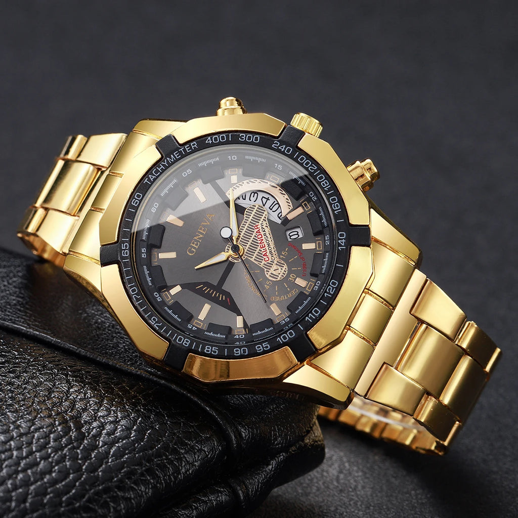Men Business Watch Large Dial Calendar Quartz Watch