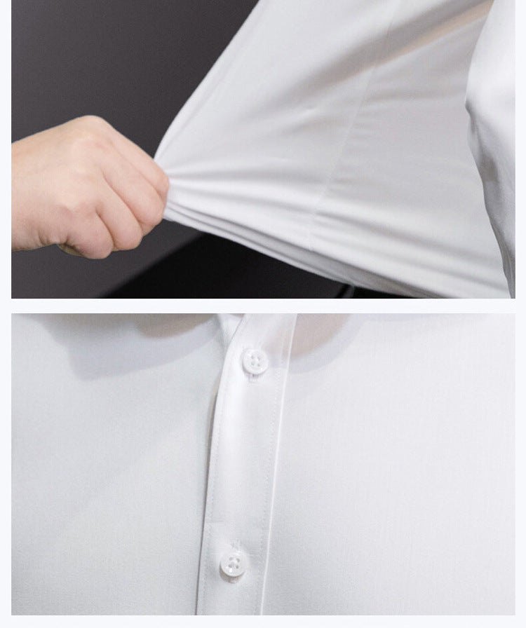 Men Long Sleeve Shirt Plus Size Business Casual White Shirt