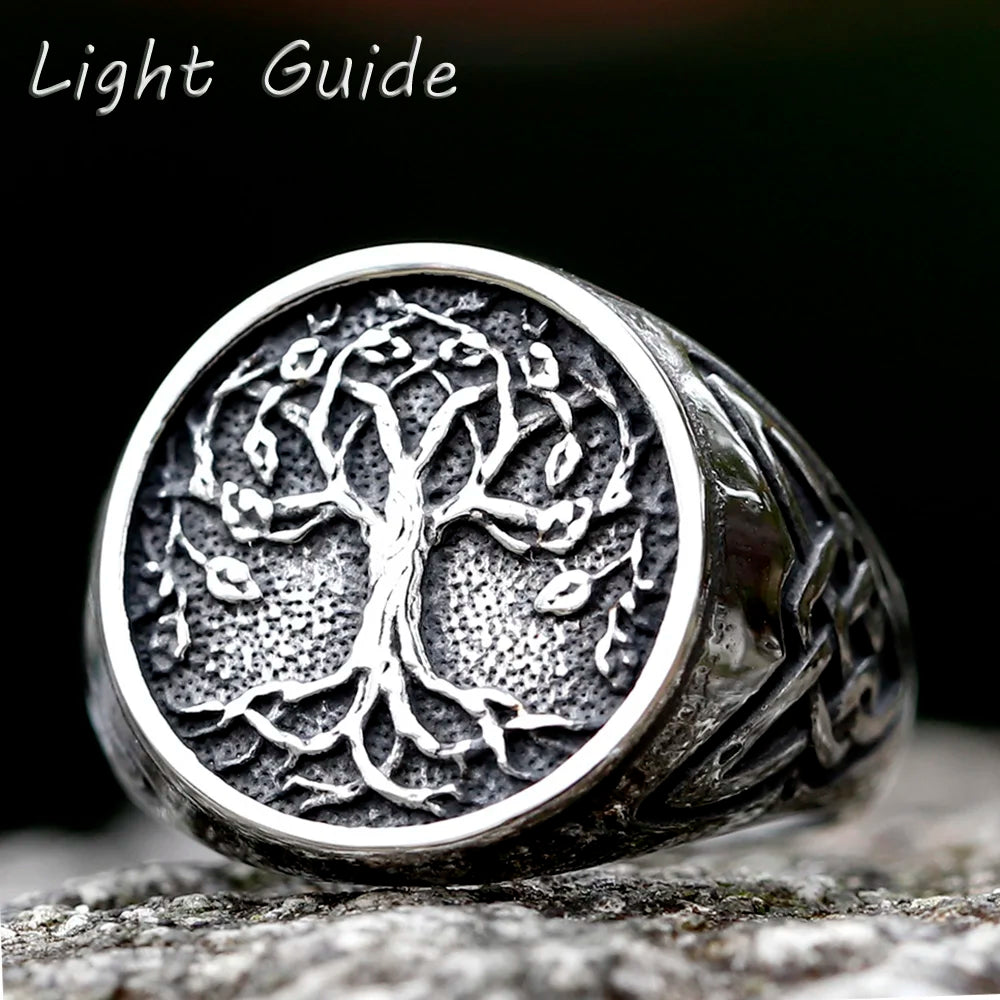Viking Rune Ring Nordic Life Tree Stainless Steel Ring