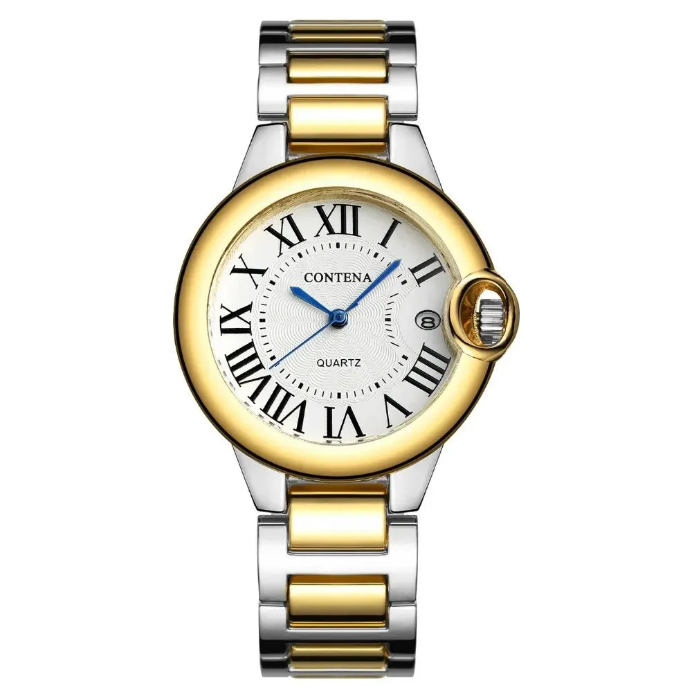 Luxury Quartz Watch Stainless Steel Blue Balloon Date Watch
