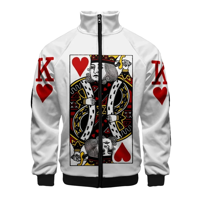 Playing Cards Hoodie 3D Poker Print Zipper Jacket