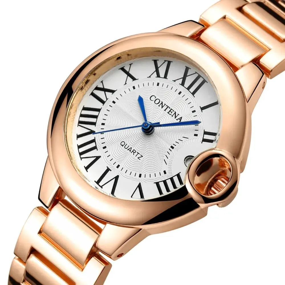 Luxury Quartz Watch Stainless Steel Blue Balloon Date Watch