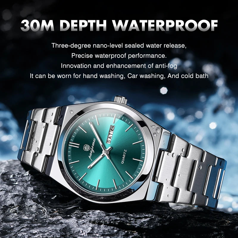 Men Quartz Watch Stainless Steel Luminous Chronograph Watch
