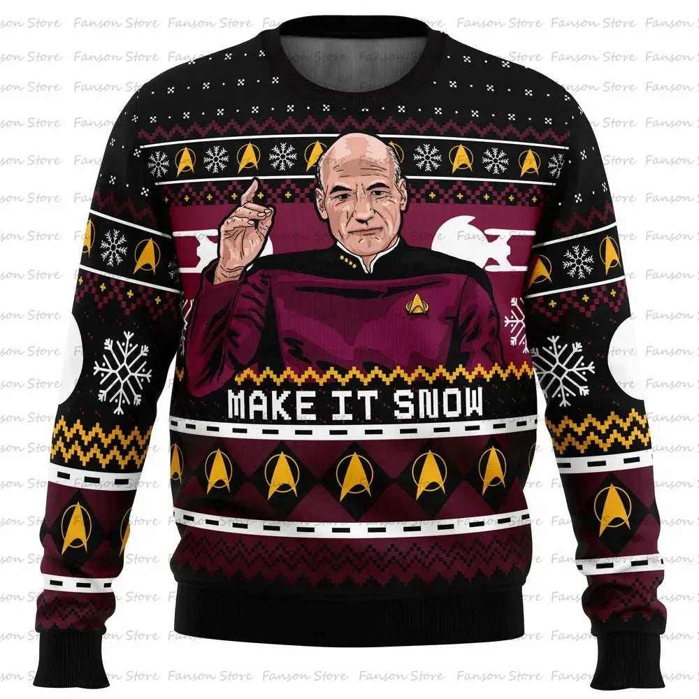 Christmas Sweater Hoodie Captain Picard Star Trek Pullover