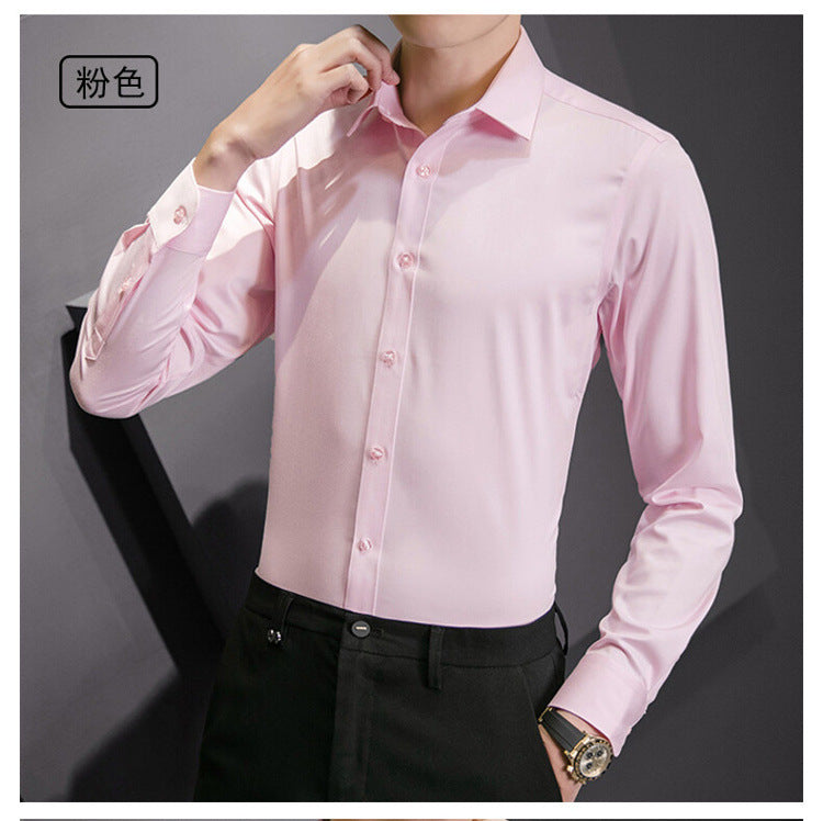 Men Long Sleeve Shirt Plus Size Business Casual White Shirt