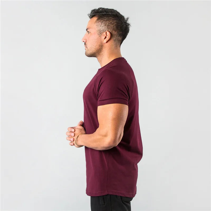 Men Fitness T-Shirt Short Sleeve Cotton Gym Tee