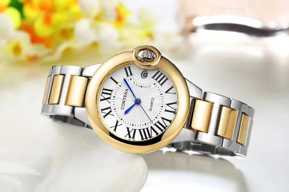 Luxury Quartz Watch Stainless Steel Blue Balloon Date Watch