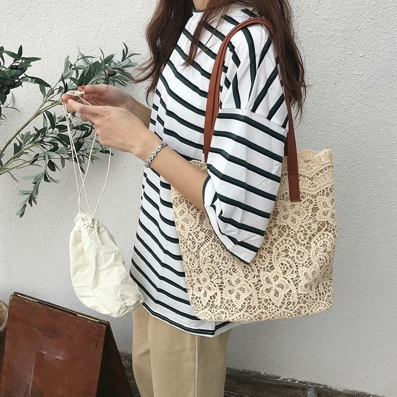 Womens Shoulder Bag Leather Canvas Top-Handle Crossbody Bag