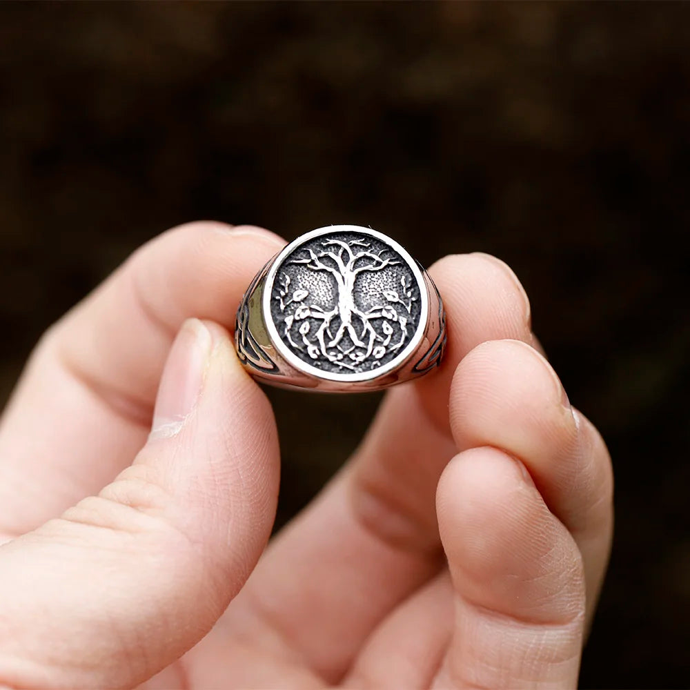 Viking Rune Ring Nordic Life Tree Stainless Steel Ring