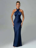 Bodycon Maxi Dress Halter Backless Party Dress for Women
