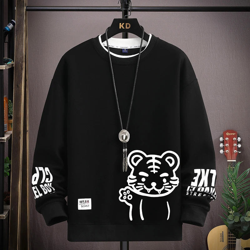 Tiger Printed Sweatshirt Japan Cartoon Harajuku Top