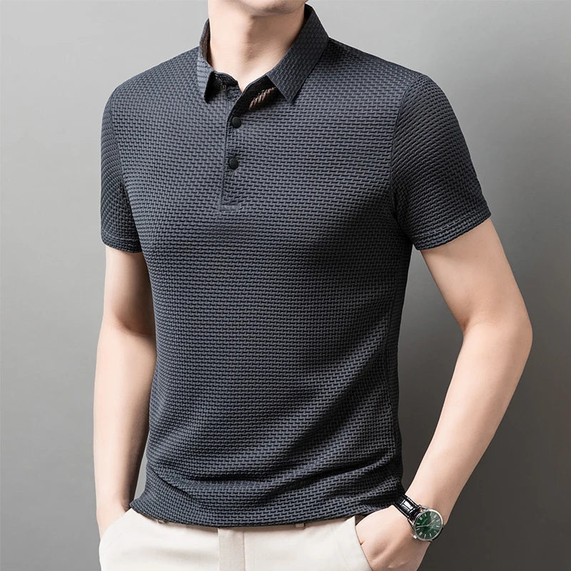 Men Polo Shirt Short Sleeve Business Casual Summer Top