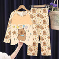 Kids Cartoon Pajama Set Capibara Long Sleeve Sleepwear